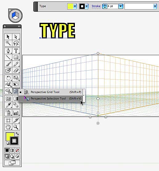 Illustrator Perspective Grid Tool Text